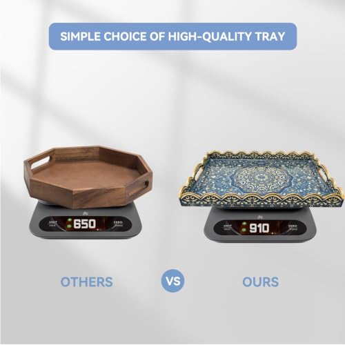 AGIOTA Coffee Table Trays for Living Room Serving Tray with Handles, Modern Large Tray for Ottoman Coffee Table - color: Wave-blue Palace