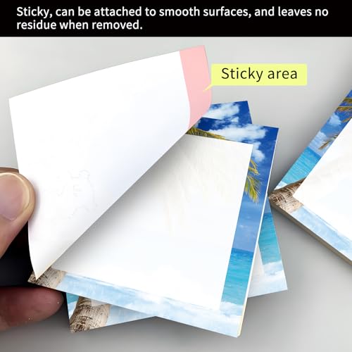 Cute Sticky Notes 3 x 3 in, 2 Pack Self Stick Note Pads with Fun Patterns, Strong Adhesive Memo Pads for Office School Home, 80 Sheets per Pad Sunny Beach - color: Sunny Beach