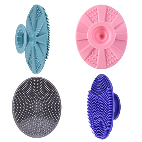 Soft Silicone Facial Cleansing Scrubber Hygienic Face Brush, Pack of 4 - color: 4th-mix Colors (4 Pack)