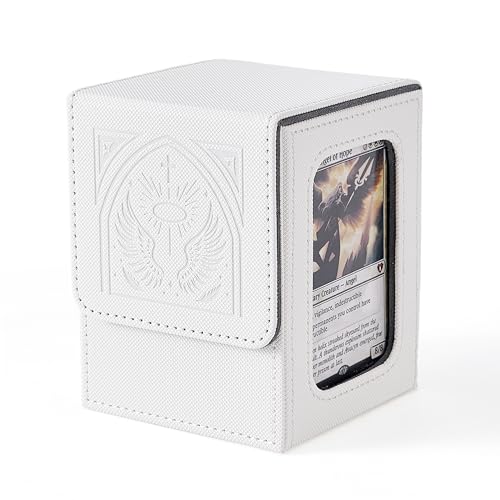 Venssu Angel Themed MTG Deck Box with Commander Display Window (White＆Grey) - color: Angel