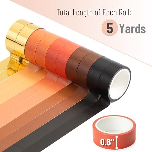 Mr. Pen- Washi Tape Set, 10 Rolls, 5 Yards/Roll, Washi Tape for Scrapbook - color: Fiery Horizon