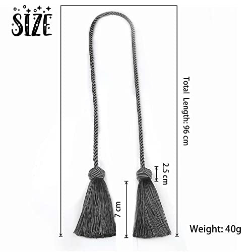 BEL AVENIR 2 Pack Handmade Rope Tassel Curtain Tiebacks - color: Charcoal, size: 2 Pack
