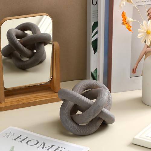 Yalikop 3 Link Wood Knot Decor Rustic Table Shelf Accents, Gray - color: Gray