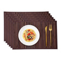 Bamboo Placemats Set of 6 with Fabric Border, Table Mats, Walnut - color: Walnut, size: Set of 6
