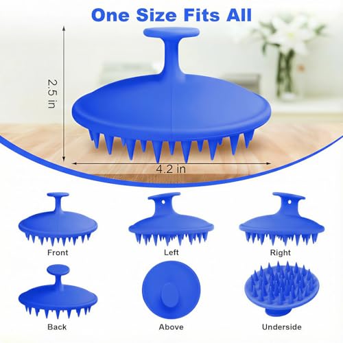 Meartchy Silicone Scalp Massager Shampoo Brush, Scalp Brush for Hair Growth & Dandruff Removal, Hair Scrubber Scalp Stimulator Exfoliator Brush with Soft Bristles for Wet Dry Scalp Care (Ocean Blue) - color: Ocean Blue