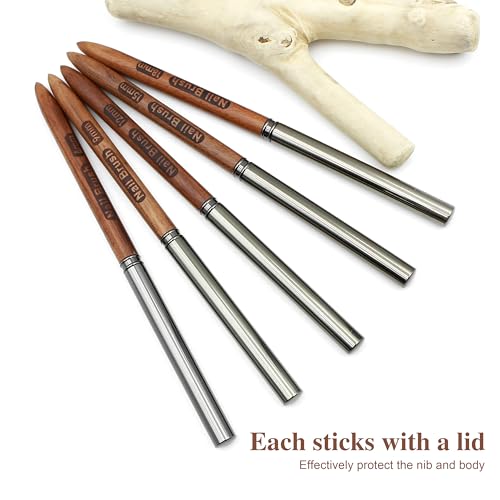 Nail Art Liner Brushes, Natural Color, 5Pcs Wooden - color: Wood