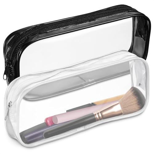 KETAR 2 Pcs Small Clear Makeup Bag for Purse, PVC Plastic (Black and White) - color: Clear Small Makeup Bags (2 Pcs)