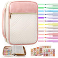 BellaHold Bible Cover Case for Women Quilted Bible Case with Handle Strap - color: White & Pink, size: M/L