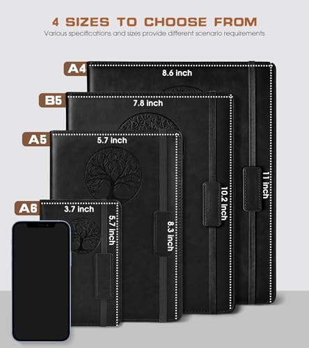 Biuwory Dotted Journal Notebook, 140 Dot Grid Pages, Medium 5.7"×8.3" - color: Black, size: Dotted-140 Pages (5.7"×8.3")