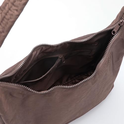 FASTFAIRY Nylon Shoulder Bag: Lightweight Adjustable Strap - color: Large-coffee, size: Large
