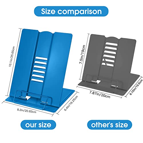 Large Book Stand Metal Reading Rest Book Holder Adjustable Cookbook Holder - color: Deep Blue