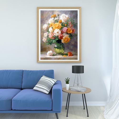 Moohue 14 ct Counted Cross Stitch Kits for Adults Flowers Cross Stitch Patterns Stamped Printed Cross Stitch Kits (Flowers 6) - color: Flowers 6