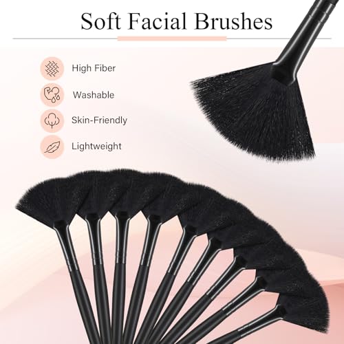Maitys 9 Pieces Facial Fan Mask Brushes, Full Black - color: Full Black