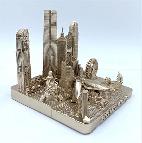 ZIZO Modern The World Landmarks Model Buildings City Skyline Statue for Home Decor for Boy Friends Gold 4" (Hong Kong) - color: Hong Kong