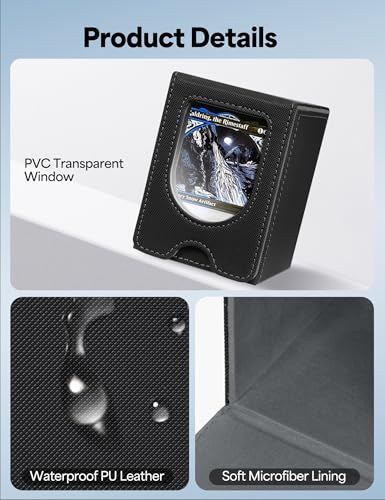 Card Deck Box for MTG Commander, fits 100+ Double-Sleeved Cards - color: A-Black&Gray