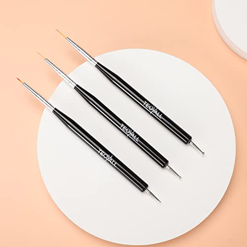 TEOYALL 6Pcs Nail Art Brushes, Gel Nail Polish Painting Liner and Dotting - color: Black