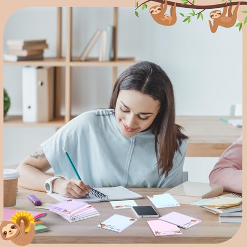 Chiisong 12 Pcs Sloth Sticky Notes Cute Cartoon Sloth Gifts - style: Sloth Style