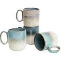 Bosmarlin Ceramic Coffee Mug Set of 4, 14 Oz, Coffee Cups with Big Handle, Microwave Safe, Unique Reactive Glaze (Multicolor) - color: Multicolor