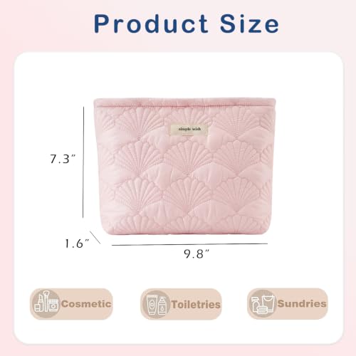 RSRSLEII Quilted Cotton Seashell Makeup bag, Travel Toiletry Bag, Pink - color: 11Pink