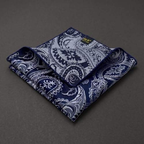 S&W SHLAX&WING Mens Pocket Square Paisley Multicolor Large for Business Wedding - color: Ah87