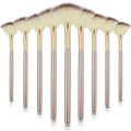 Maitys 9 Pieces Facial Fan Mask Brushes, Champagne - color: Champagne