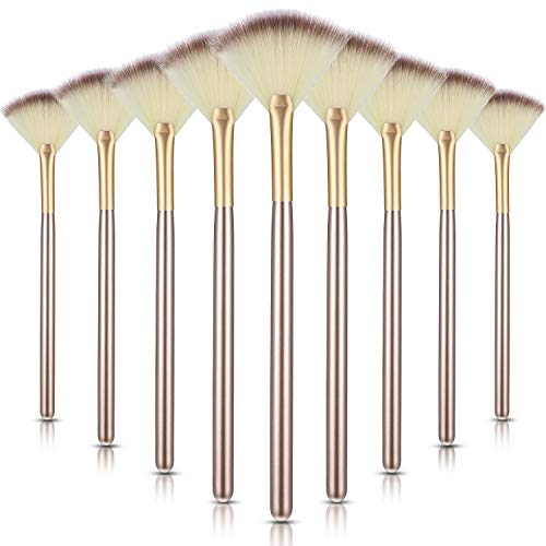 Maitys 9 Pieces Facial Fan Mask Brushes, Champagne - color: Champagne