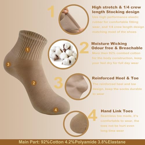 Women's Cotton Quarter Crew Socks - color: 03 Multicolor - 5 Pairs
