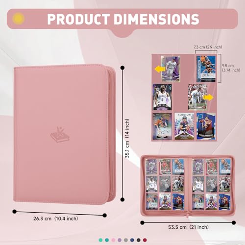Trading Card Binder 9 Pocket, 360 Pockets Card Collection Binder - color: Pink