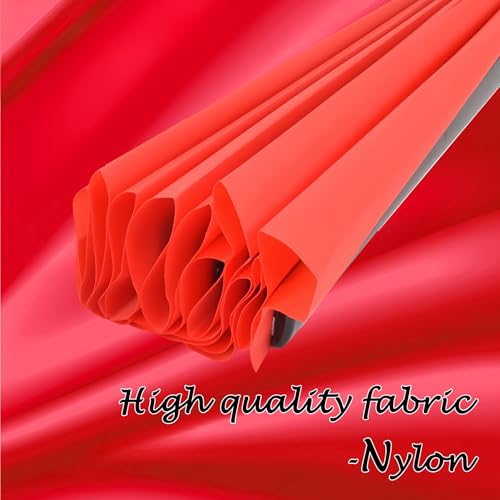 2 Pack Large Folding Hand Fan, red Chinese Kung Fu Tai Chi Fan Nylon-Cloth Fan for Men and Women Performance, Dance, Decorations, Festival, Gift (Folding Fan red 2p) - color: Red