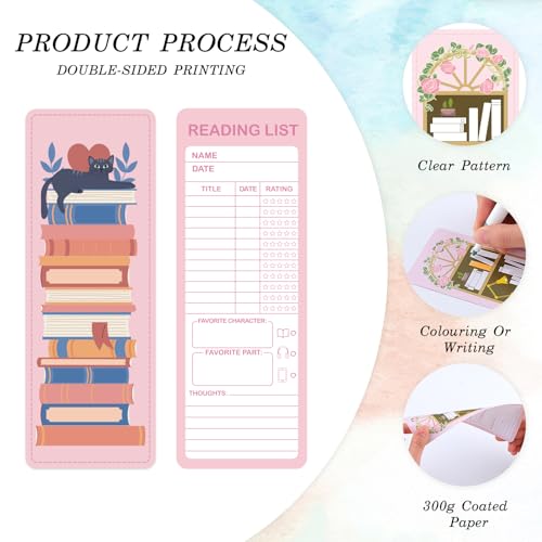 120 Pcs Reading List Bookmarks with Tassels, Book Tracker Bookmarks