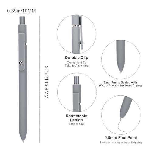 Ddaowanx Gel Pens,6 Pcs 0.5mm Retractable Quick Dry Black Ink Pens - color: 6Pcs-Black Gray White-Black Ink, size: 1 Count (Pack of 6)