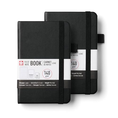 Sakura Ruled Pocket Journal Notebook, 3.5x5.5", Black, 2 Count - color: Black