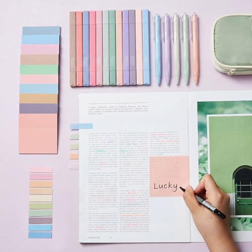 Jutom 38 Pcs Book Annotation Kit for Bible Study, Classic Color, Square - color: Classic Color