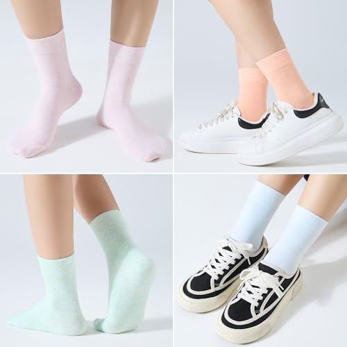 ATBITER Women Thin Cotton Crew Socks,Ankle Bootie Casual Dress Socks 6Pairs - color: 6 Pairs Quotidian Colors, size: 5-9