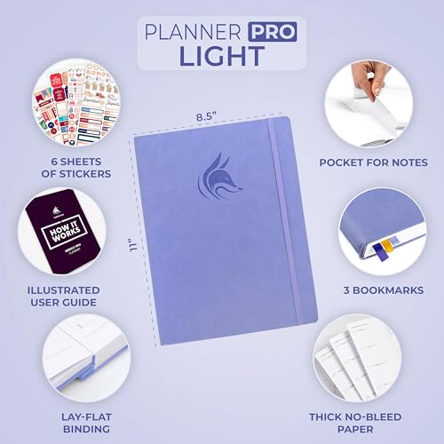 Clever Fox Planner PRO Light, Undated Weekly Planner, 8.5x11, Lavender - color: Lavender, size: A4 (8.5" x 11") Light Version