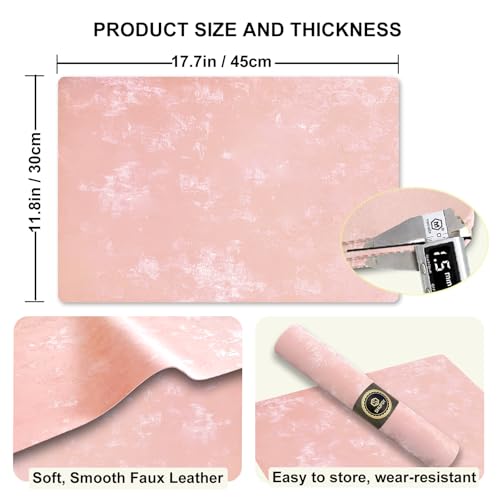 Faux Leather Placemats Set of 4, 11.8"x17.7", Rose Pink - color: Rose Pink, size: Set of 4