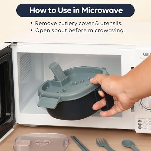 Microwave Ramen Bowl with Lid, Square Leakproof Cooker, BPA-Free, Navy - color: Navy, size: 50 oz (Single Bowl)