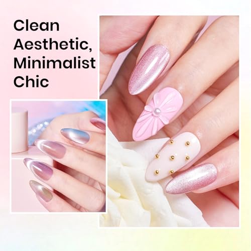 Beetles Cat Eye Gel Nail Polish Set, 6 Colors Pastel Gel Polish Kit - color: 0-0-Light Lucite