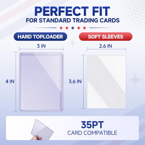150 Card Protectors, 3"x4" Hard Toploaders & Soft Sleeves for Sports Cards