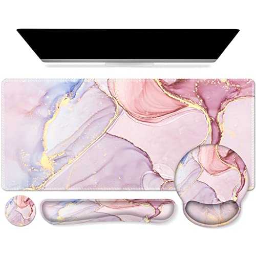 iCasso Glitter Marble Computer Mat 35.4"x15.7", Table Mat for Gaming - color: Glitter Marble