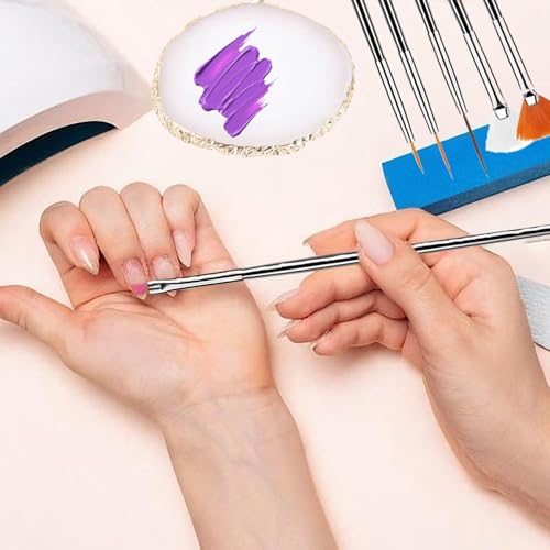 FULINJOY 21Pcs Nail Art Design Tool Kits - 1 Resin Nail Art Palette, 5 Nail Art Dotting Pens, 15 Nail Art Brushes, Nail Polish Mixing Palette Double-Ended Dotting Pen Nail Liner Nail Drawing Brushes