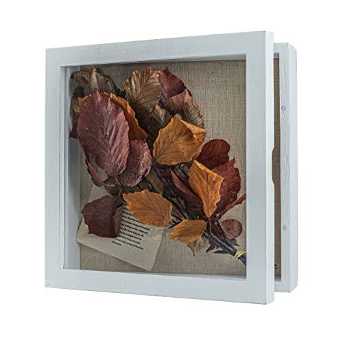 Freezing point Shadow Box Frame 10x10 Shadow Boxes Display Case with Linen Back Memorabilia Awards Medals Bouquet Photos Picture Badge Wedding Memory Box for Keepsakes White Small Pin Board White - color: White, size: 10×10