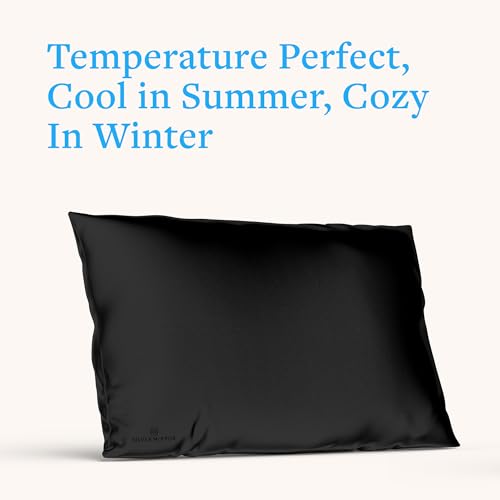 Mulberry Silk Pillowcase for Hair and Skin, 22 Momme 100% Silk - color: Black Pillowcase