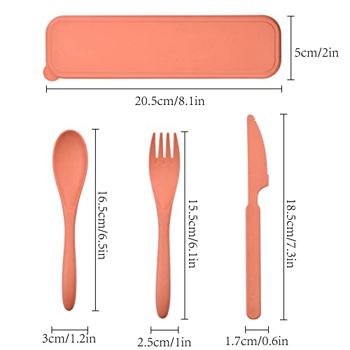 Zoyiancy 2 Sets Reusable Utensil Set with Case, Yellow Orange Cutlery Set - color: Yellow, Orange