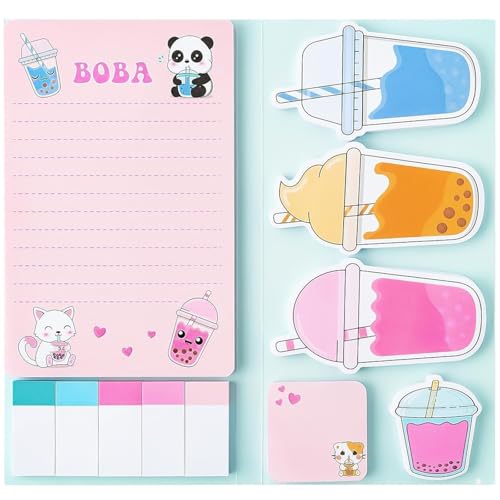 Bubble Tea Sticky Notes Set, 440 Sheets, Cute Milk Tea Theme Self-Stick Notes Pads, Divider Tabs Bundle, Writing Memo Pads for Boba Lovers, Home, School, Office Supplies,Small Gift for Milk Tea Lovers - style: Bubble Tea