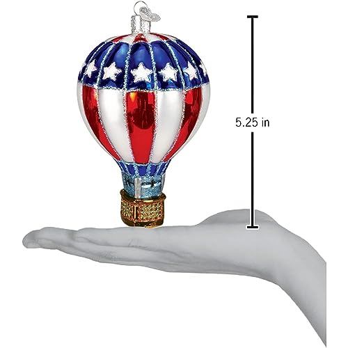 Old World Christmas Hot Air Balloon Glass Blown Ornament for Christmas Tree, Handcrafted Holiday Decoration, Patriotic Collection - style: Patriotic Hot Air Ballon