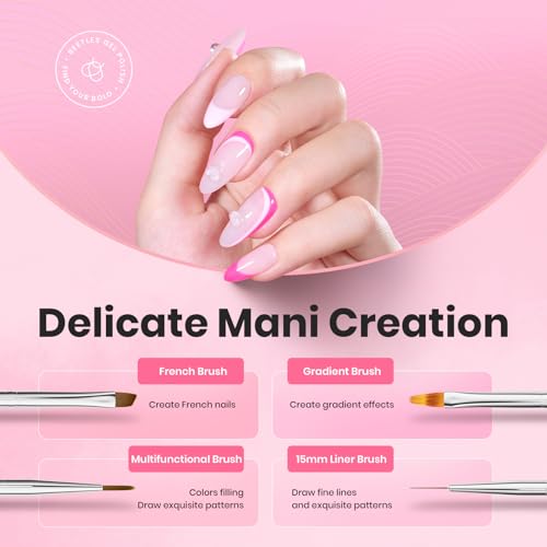 Beetles Nail Art Brushes, 6 Pcs Fingernail Art Design Pens - color: C-Pink-006