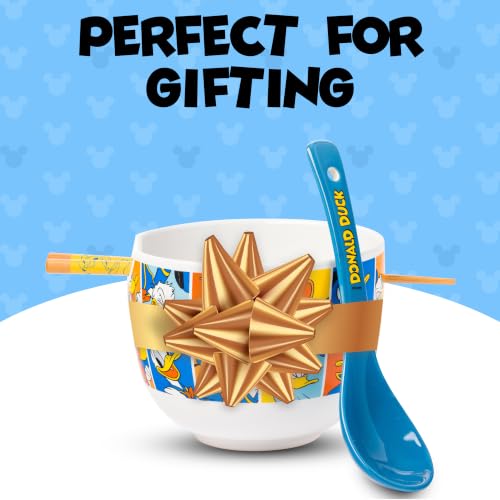 Silver Buffalo Disney Donald Duck, Ramen Bowl with Chopsticks, 20oz - color: Donald Duck Spoon, size: 20 Ounces (With Spoon)