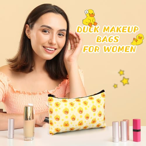 Eaasty 20 Pieces Duck Gift Set Cute Sticky Notes with Pens, Pencil Bags Makeup Bags, 3 x 4 Inches Cute Note Pads, Funny 1.0 mm Ballpoint Pens, Office Supplies for Women - style: Yellow Duck