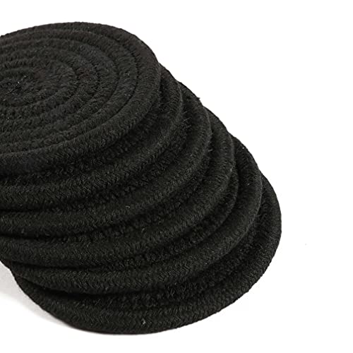 OrganiHaus Drink Coasters Set of 6, Absorbent Cotton Woven Cup Coasters, Rustic Farmhouse Boho Decor for Coffee Table and Drinks Protection, Cute Coaster for Drinks, Coaster for Office Desk - Black - color: Black